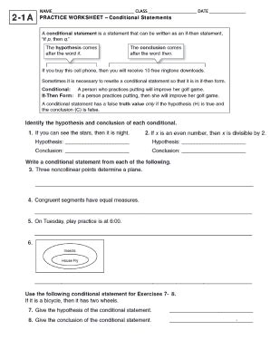 Conditional Statements Worksheet Answer Key
