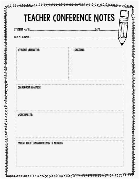 Conference Forms For Teachers Printable