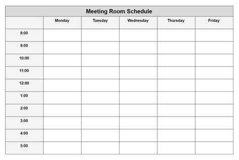 Conference Room Calendar Template