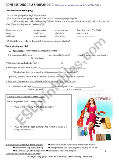 Confessions Of A Shopaholic Worksheet