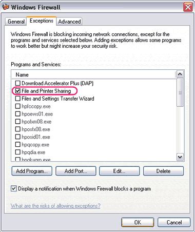 Configuring Your Firewall to Allow File and Printer Sharing