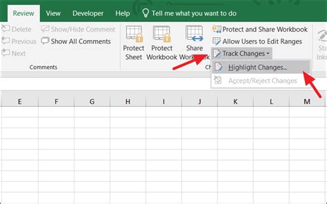 Configuring the Track Changes Feature in Microsoft Excel