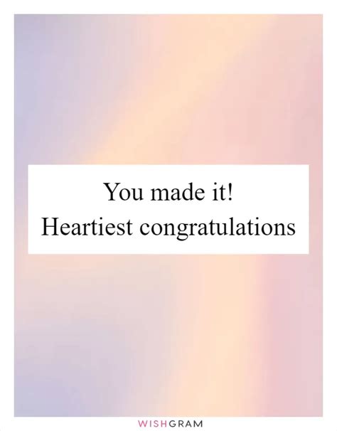 Congratulations You Made It