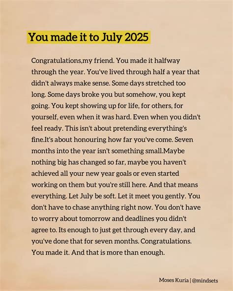 Congratulations You Made It To July