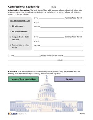 Congressional Leadership Worksheet Answers Part A