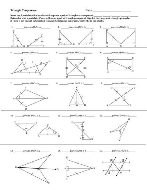 Congruence Postulates Worksheet