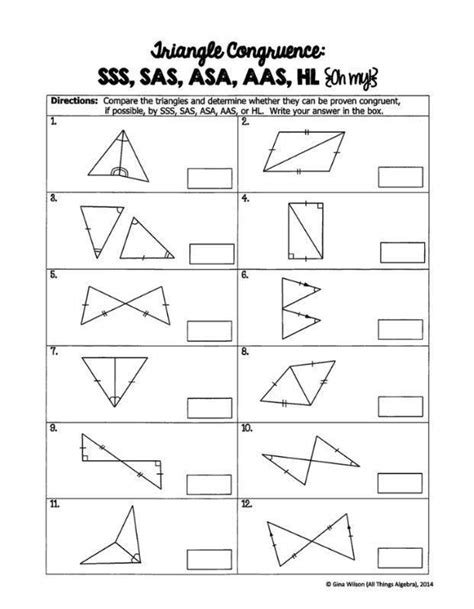 Congruent Triangles Sss Sas Asa Worksheet Answers