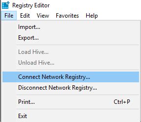 Connect to Remote Registry Hive