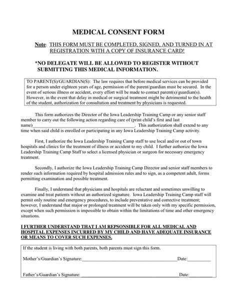 Consent for Treatment and Release of Information