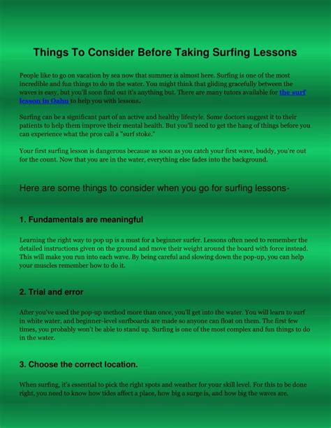 Consider before surfing