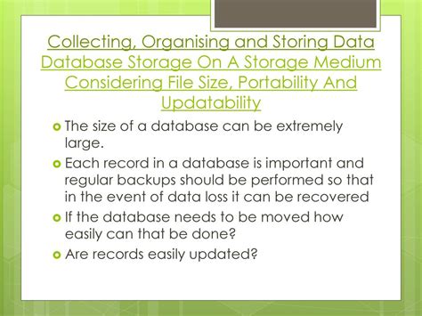 Considering Portability and Storage