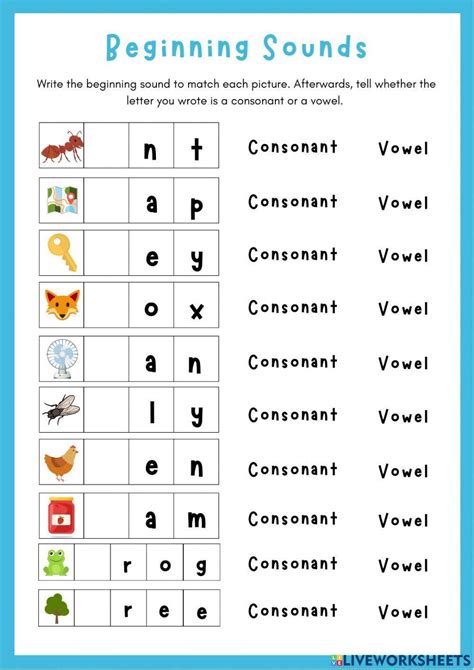 Consonants And Vowels Worksheet