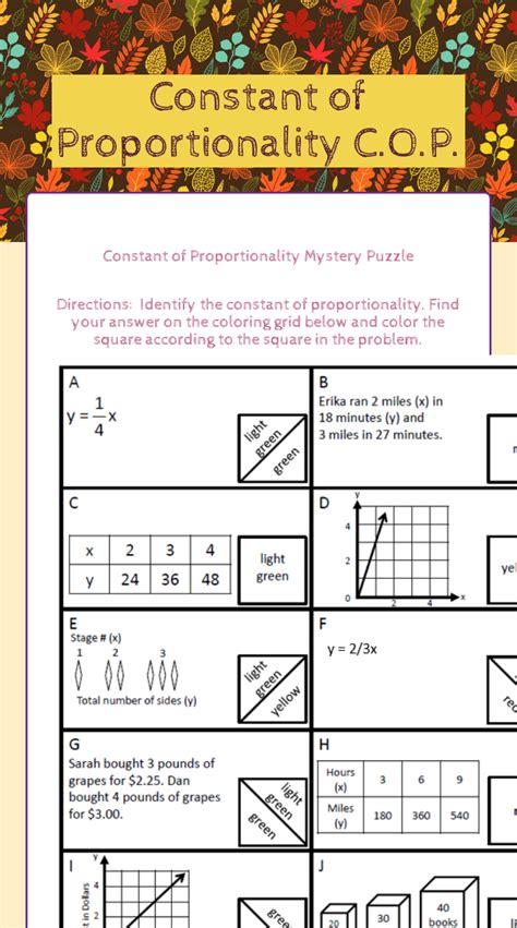 Constant Of Proportionality Worksheets