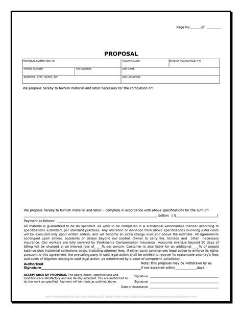 Construction Project Bid Proposal Form Template Simple Minimal Etsy