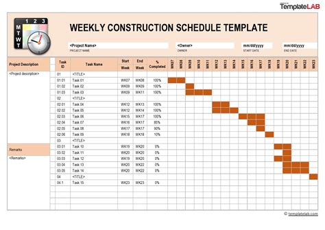 Project Schedule Template Excel Construction Schedule Template for