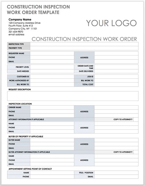 Free Construction Work Order Templates & Forms Smartsheet