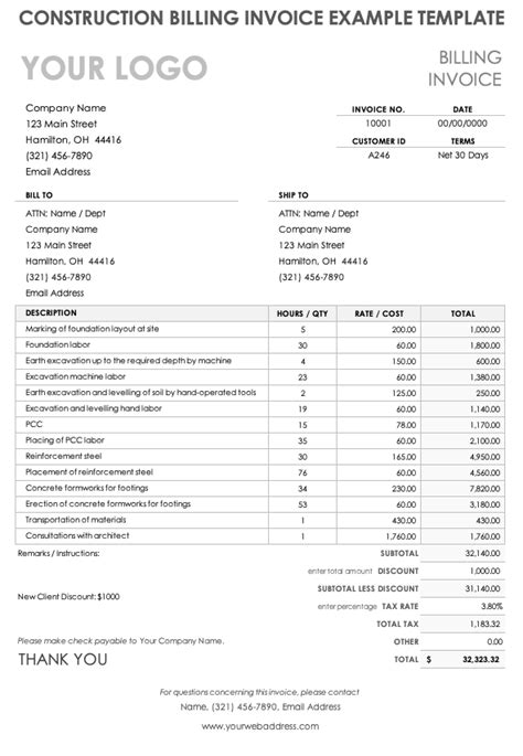 Construction Billing Template