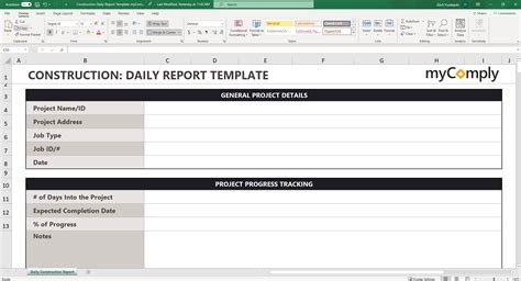 Construction Daily Report Template Excel