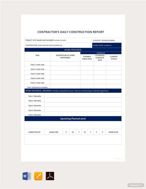 27+ Daily Construction Report Templates PDF, Google Docs, MS Word