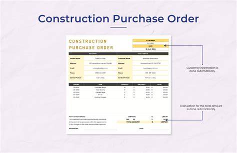 Construction Purchase Order Template Excel - SCIENCE EDUCATION