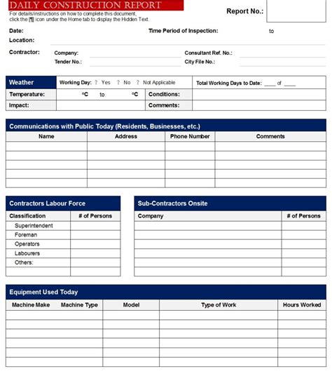 Construction Report Templates