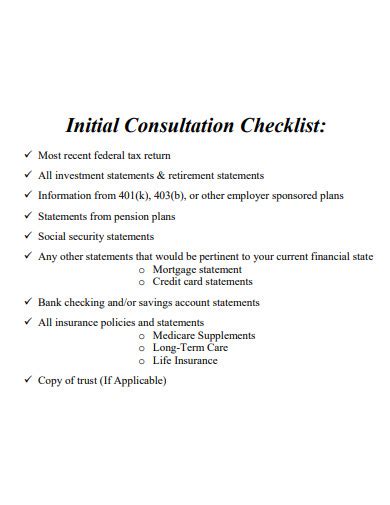 Consultation and Preparation Checklist