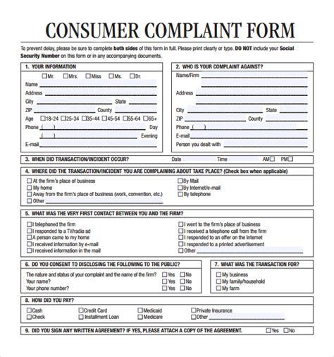 FREE 12+ Customer Complaint Forms in PDF MS Word