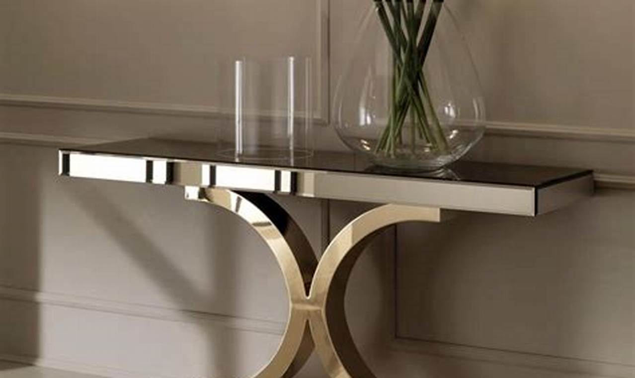 Contemporary marble-top console table with geometric base