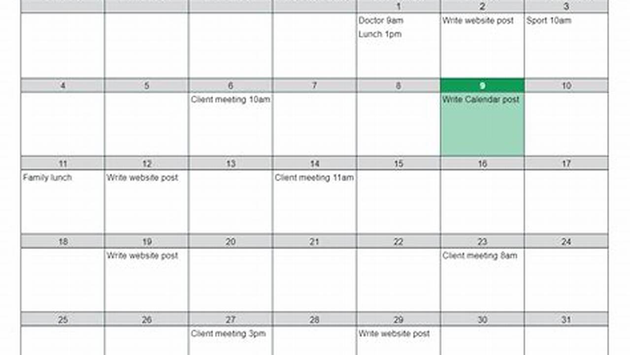 Content Calendar Google Sheets Template 2025