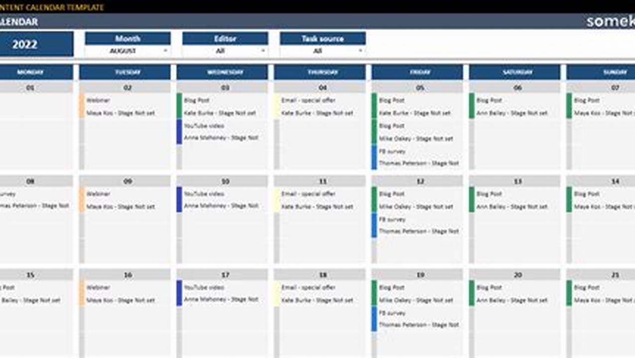 Content Calendar Template For Google Sheets