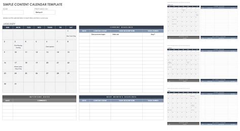 Content Calendar Google Sheets Template