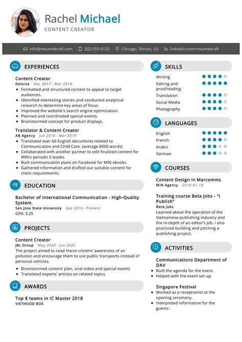 Content Creator Resume Template - Great Research