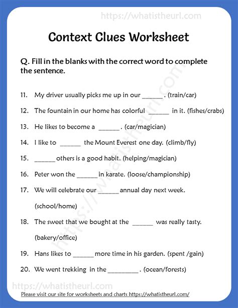 Context Clues Worksheets 6th Grade