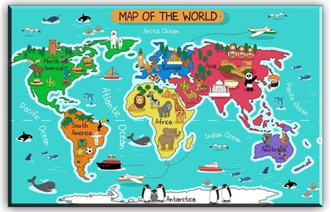 World Map Continents For Kids (To copy on posterboard day 1) Asher