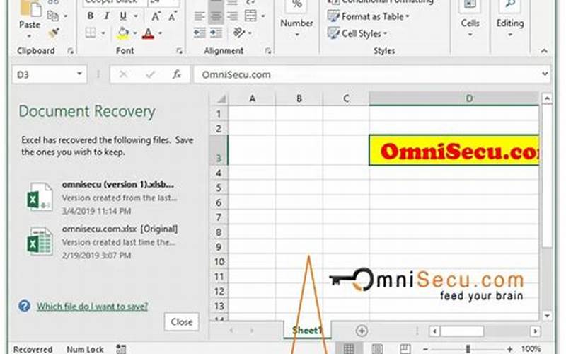 Contoh Gambar Autorecover Excel