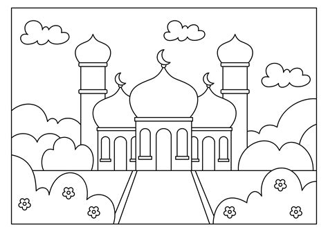 Contoh Gambar Mewarnai Masjid