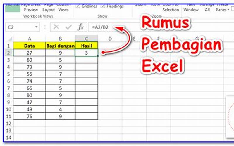 Contoh Penggunaan Rumus Pembagian Di Ms Excel