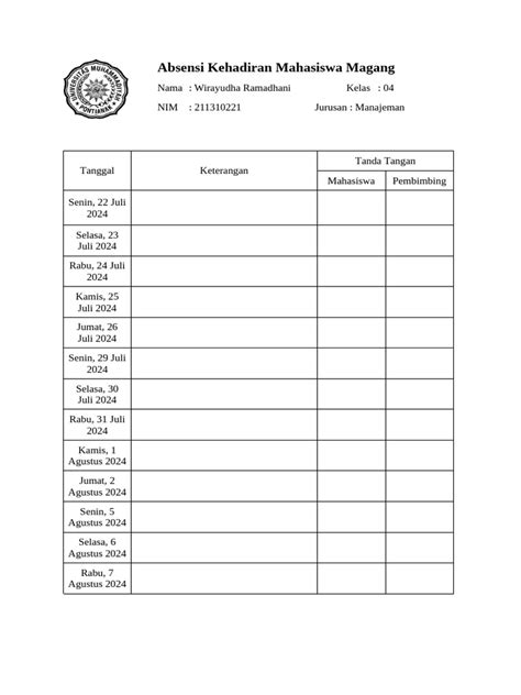 Contoh Absensi Mahasiswa