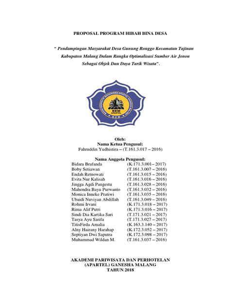 Contoh Bentuk Proposal Program Hibah Desa