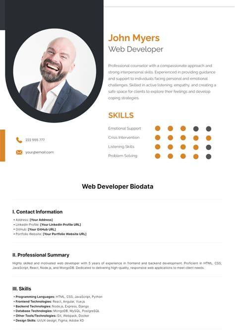 Contoh Biodata Web Developer