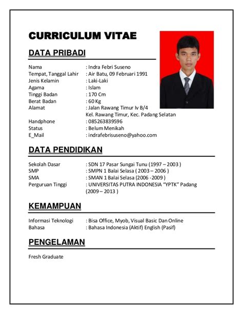 Contoh CV (Curriculum Vitae) in Indonesian