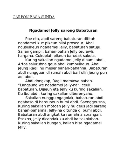 Contoh Carpon Basa Sunda Singkat