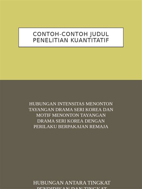 Contoh Contoh Judul Penelitian Pendidikan