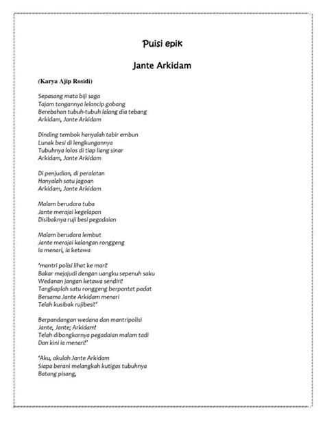Contoh Contoh Sajak Epik
