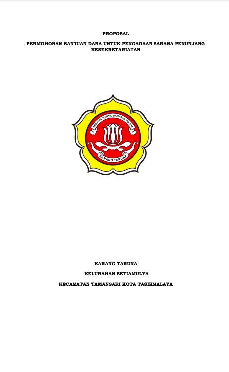 Contoh Cover Proposal Permohonan Bantuan