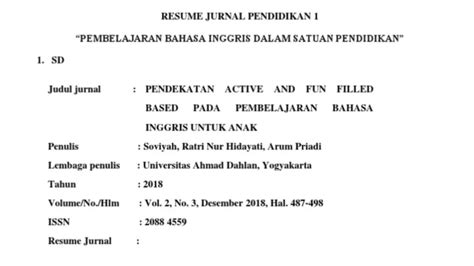 Contoh Cover Resume Jurnal