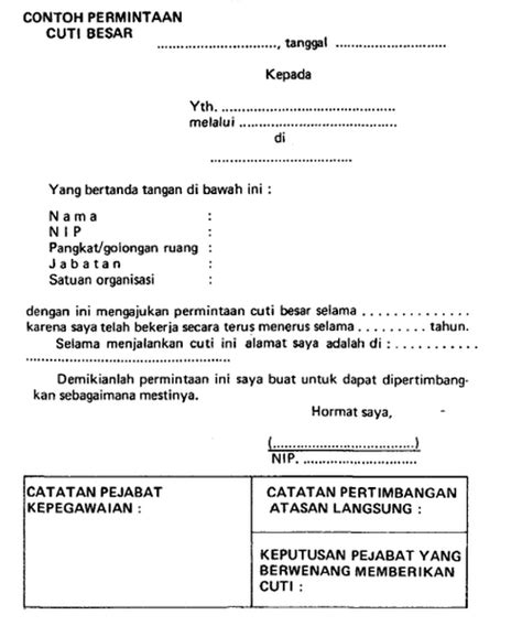 Contoh Cuti Besar