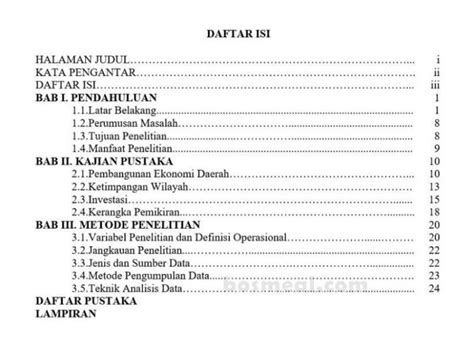 Contoh Daftar Isi Di Proposal