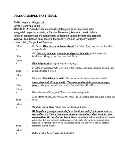 Contoh Dialog Simple Past Tense