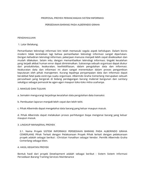 Contoh Draft Proposal Sistem Informasi